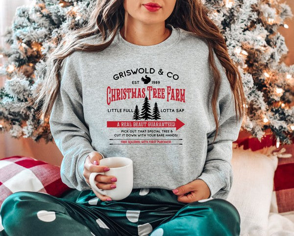 griswold s tree farm graphic sweatshirt ash grey