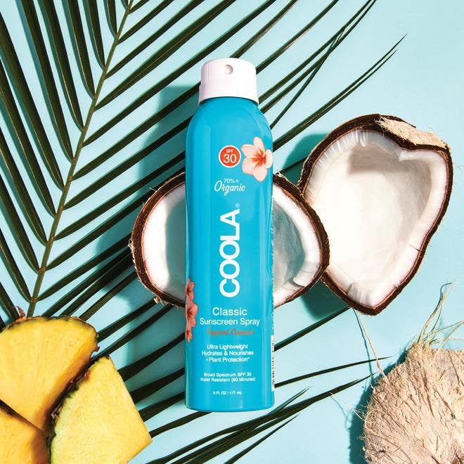 coola I classic body SPF 30 tropical coconut sunscreen spray 6oz - KISS AND MAKEUP