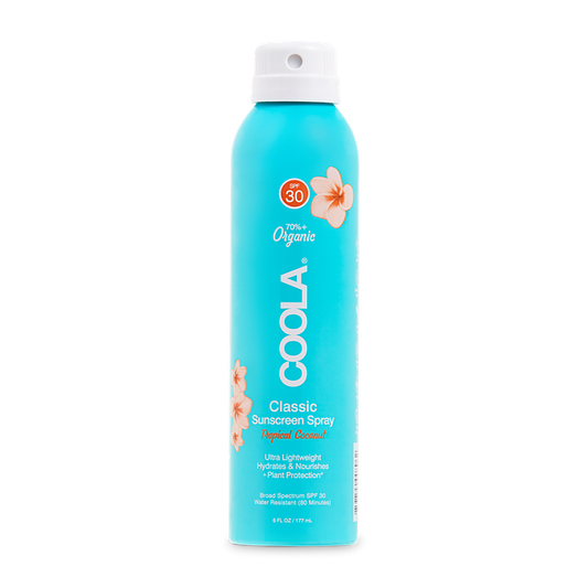 coola I classic body SPF 30 tropical coconut sunscreen spray 6oz - KISS AND MAKEUP