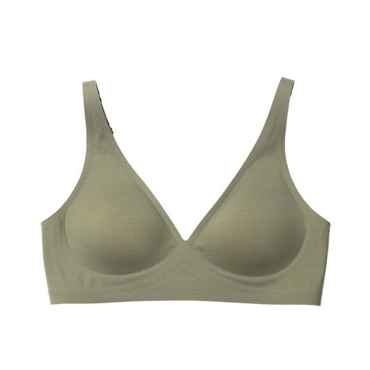 the mews | seamless v-neck bra - olive - KISS AND MAKEUP