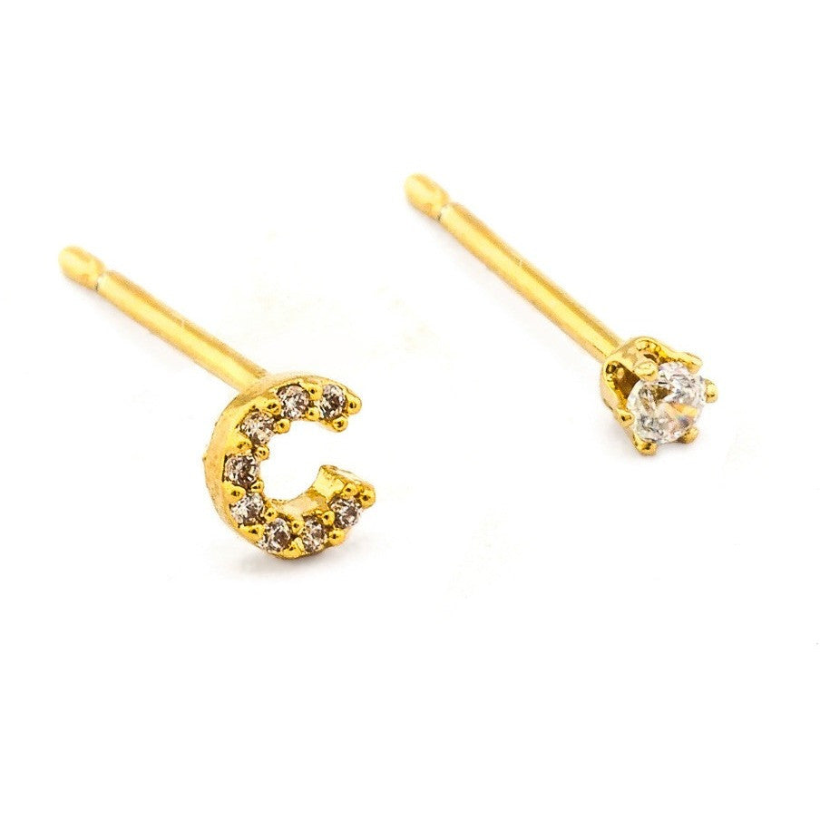 tai | cz initial crystal earring - KISS AND MAKEUP