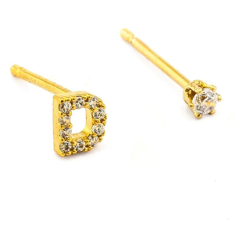tai | cz initial crystal earring - KISS AND MAKEUP