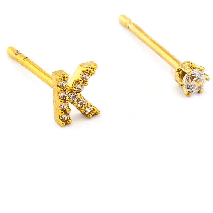 tai | cz initial crystal earring - KISS AND MAKEUP
