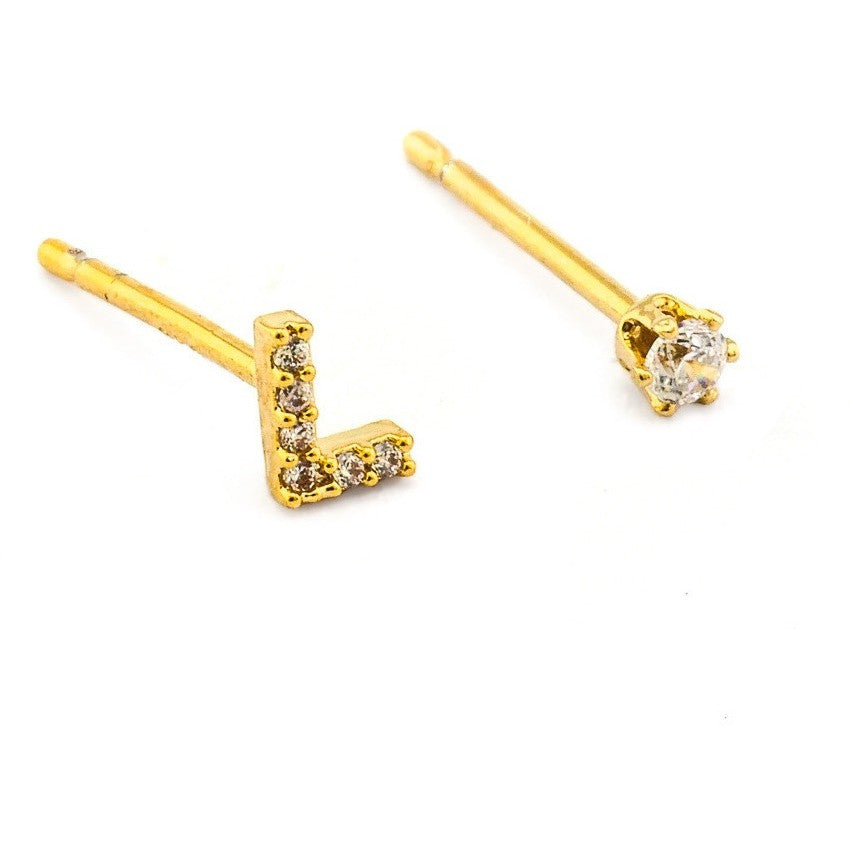 tai | cz initial crystal earring - KISS AND MAKEUP