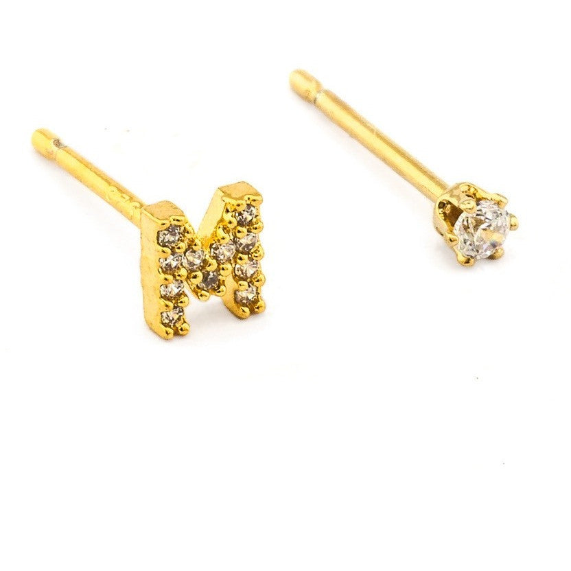 tai | cz initial crystal earring - KISS AND MAKEUP