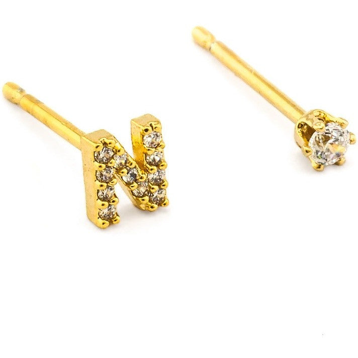 tai | cz initial crystal earring - KISS AND MAKEUP