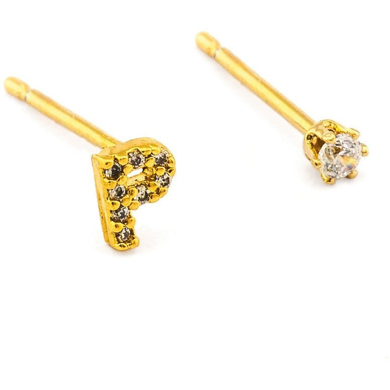 tai | cz initial crystal earring - KISS AND MAKEUP