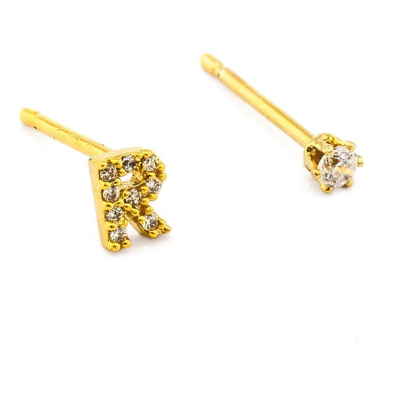 tai | cz initial crystal earring - KISS AND MAKEUP