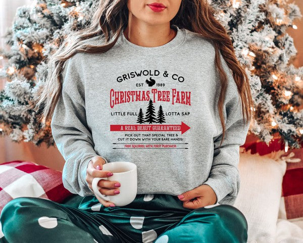 griswold's tree farm graphic sweatshirt ( ash grey ) - KISS AND MAKEUP