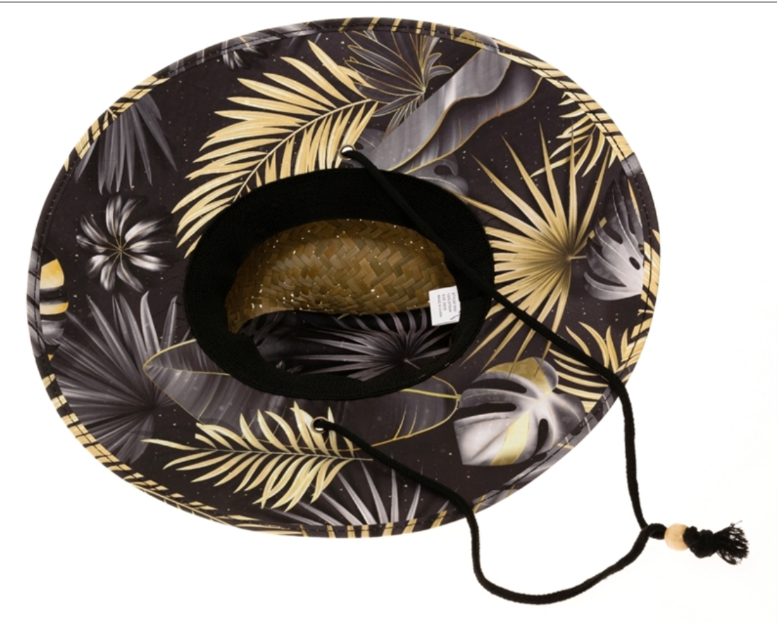 lifeguard hat - black tropical leaf - KISS AND MAKEUP