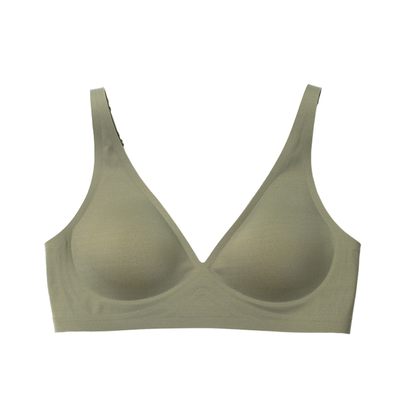the mews | seamless v-neck bra - olive - KISS AND MAKEUP